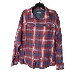 Columbia Mens Shirt Omni-Shade Long Sleeve Button Up Sun Protection Plaid  2X